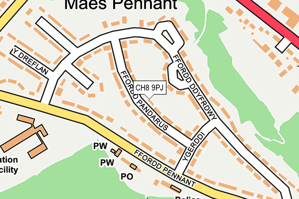 CH8 9PJ map - OS OpenMap – Local (Ordnance Survey)