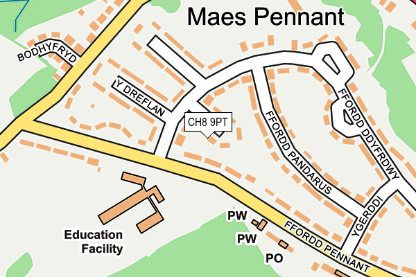 CH8 9PT map - OS OpenMap – Local (Ordnance Survey)