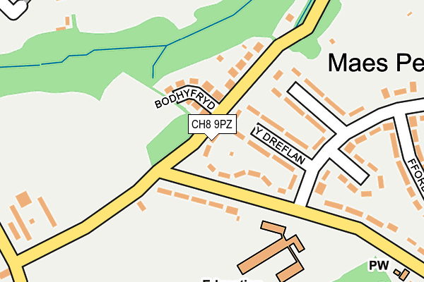 CH8 9PZ map - OS OpenMap – Local (Ordnance Survey)