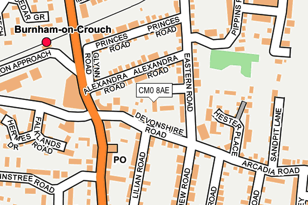 CM0 8AE map - OS OpenMap – Local (Ordnance Survey)