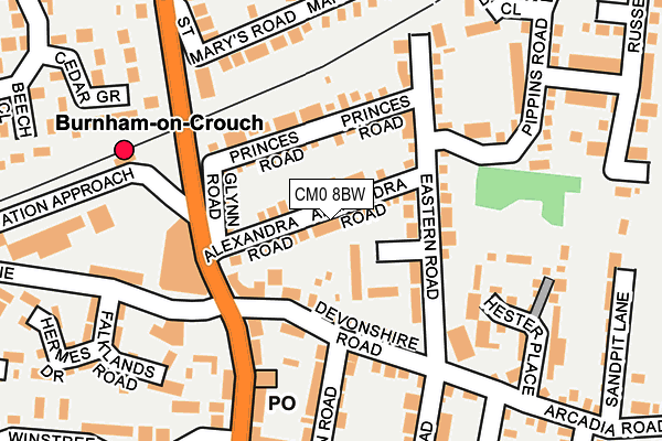 CM0 8BW map - OS OpenMap – Local (Ordnance Survey)