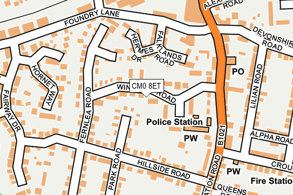 CM0 8ET map - OS OpenMap – Local (Ordnance Survey)