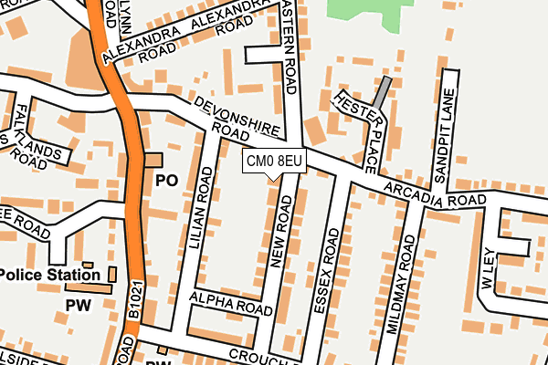 CM0 8EU map - OS OpenMap – Local (Ordnance Survey)