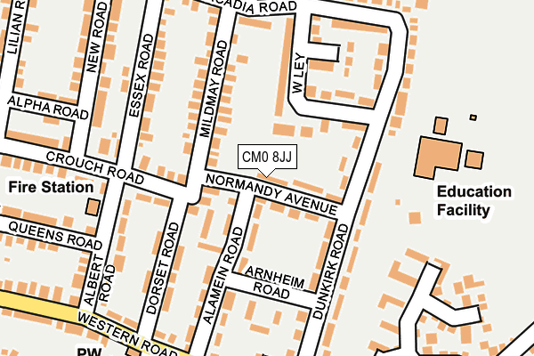 CM0 8JJ map - OS OpenMap – Local (Ordnance Survey)
