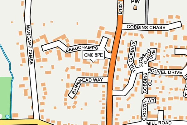 CM0 8PE map - OS OpenMap – Local (Ordnance Survey)