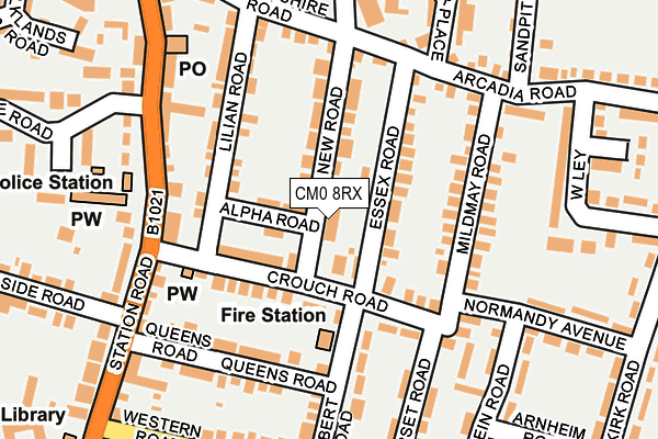 CM0 8RX map - OS OpenMap – Local (Ordnance Survey)
