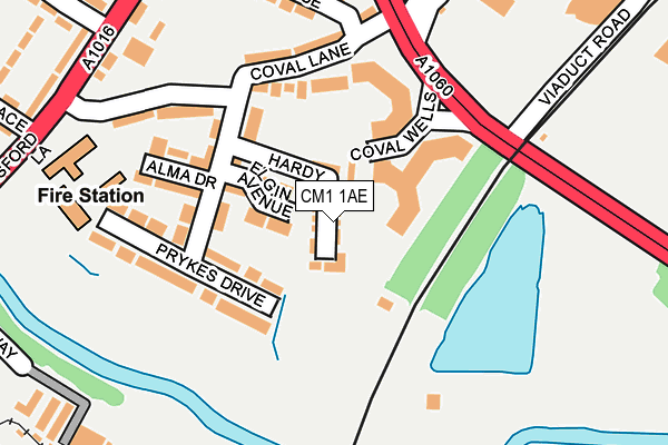 CM1 1AE map - OS OpenMap – Local (Ordnance Survey)