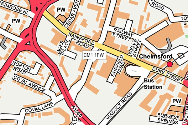 CM1 1FW map - OS OpenMap – Local (Ordnance Survey)