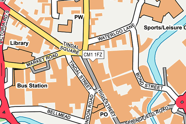 CM1 1FZ map - OS OpenMap – Local (Ordnance Survey)