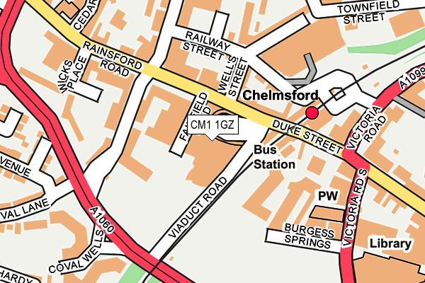 CM1 1GZ map - OS OpenMap – Local (Ordnance Survey)