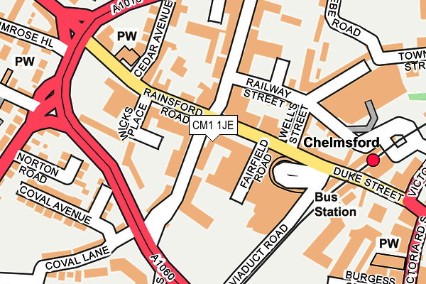 CM1 1JE map - OS OpenMap – Local (Ordnance Survey)