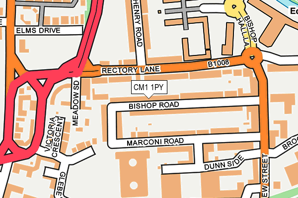 CM1 1PY map - OS OpenMap – Local (Ordnance Survey)
