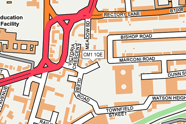 CM1 1QE map - OS OpenMap – Local (Ordnance Survey)