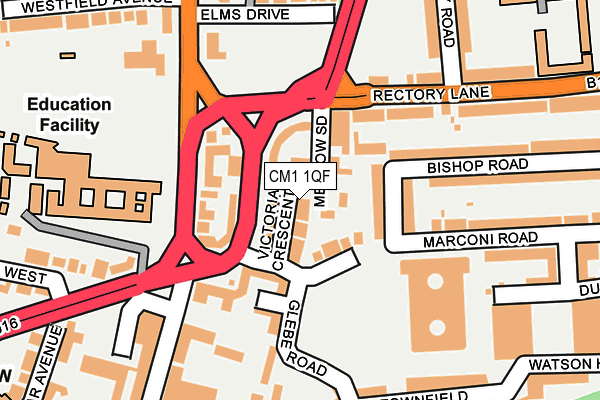 CM1 1QF map - OS OpenMap – Local (Ordnance Survey)