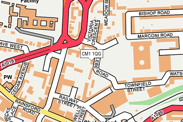 CM1 1QG map - OS OpenMap – Local (Ordnance Survey)