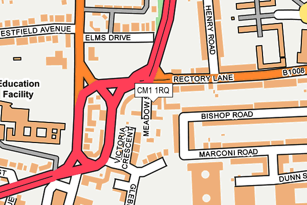 CM1 1RQ map - OS OpenMap – Local (Ordnance Survey)