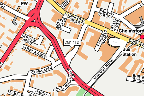 CM1 1TD map - OS OpenMap – Local (Ordnance Survey)