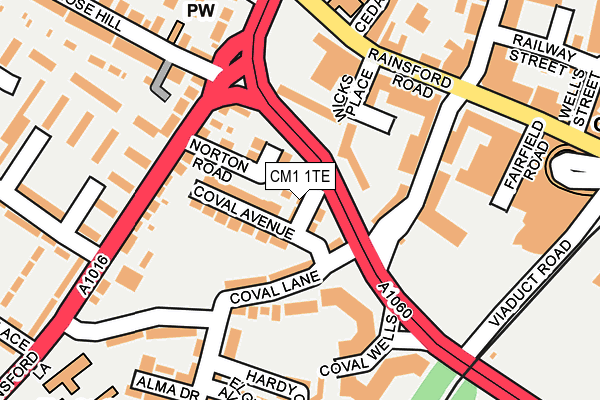 CM1 1TE map - OS OpenMap – Local (Ordnance Survey)