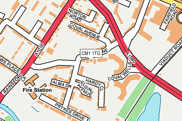 CM1 1TG map - OS OpenMap – Local (Ordnance Survey)