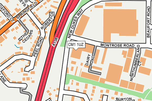 CM1 1UZ map - OS OpenMap – Local (Ordnance Survey)