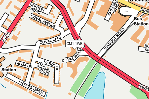 CM1 1WB map - OS OpenMap – Local (Ordnance Survey)
