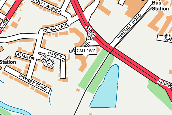 CM1 1WZ map - OS OpenMap – Local (Ordnance Survey)
