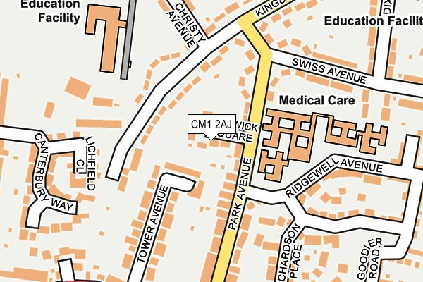 CM1 2AJ map - OS OpenMap – Local (Ordnance Survey)