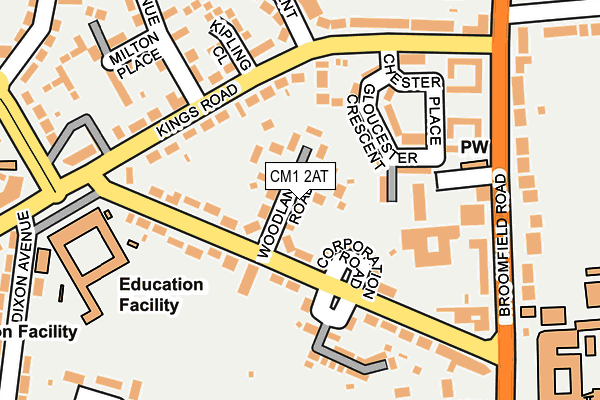 CM1 2AT map - OS OpenMap – Local (Ordnance Survey)