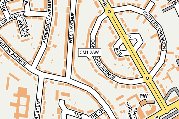 CM1 2AW map - OS OpenMap – Local (Ordnance Survey)