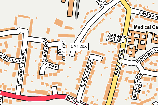 CM1 2BA map - OS OpenMap – Local (Ordnance Survey)