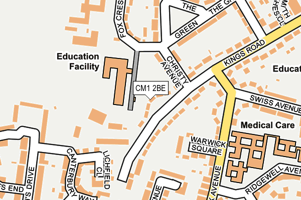 CM1 2BE map - OS OpenMap – Local (Ordnance Survey)