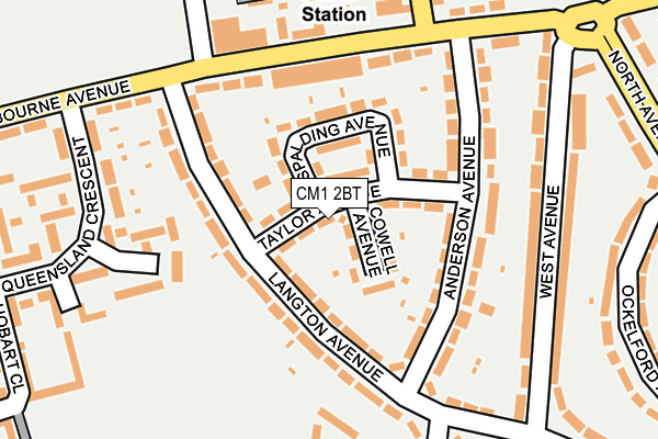 CM1 2BT map - OS OpenMap – Local (Ordnance Survey)