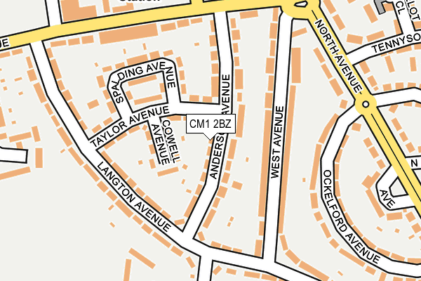 CM1 2BZ map - OS OpenMap – Local (Ordnance Survey)