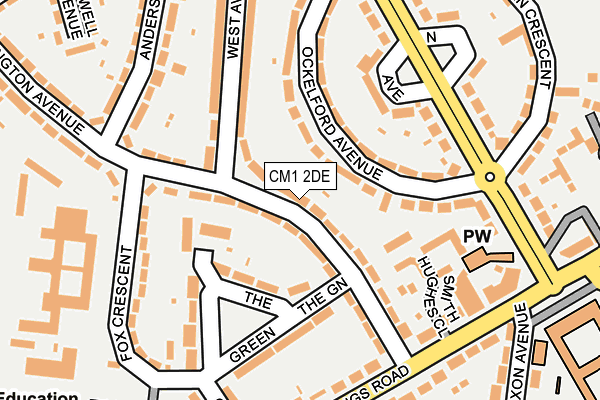 CM1 2DE map - OS OpenMap – Local (Ordnance Survey)