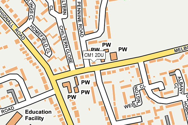 CM1 2DU map - OS OpenMap – Local (Ordnance Survey)