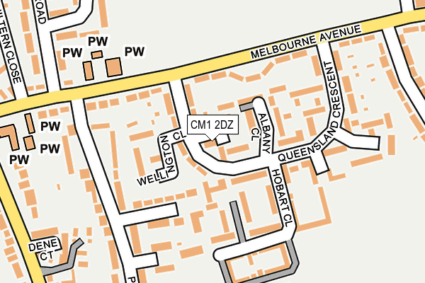 CM1 2DZ map - OS OpenMap – Local (Ordnance Survey)