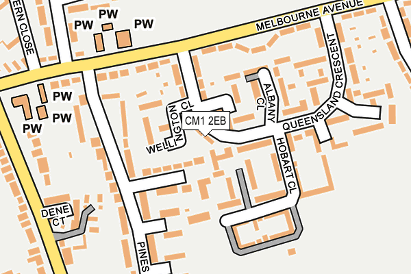 CM1 2EB map - OS OpenMap – Local (Ordnance Survey)