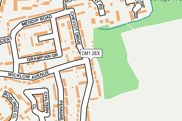 CM1 2EX map - OS OpenMap – Local (Ordnance Survey)
