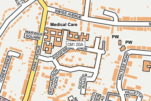 CM1 2GA map - OS OpenMap – Local (Ordnance Survey)