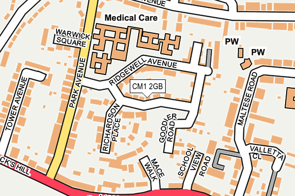 CM1 2GB map - OS OpenMap – Local (Ordnance Survey)