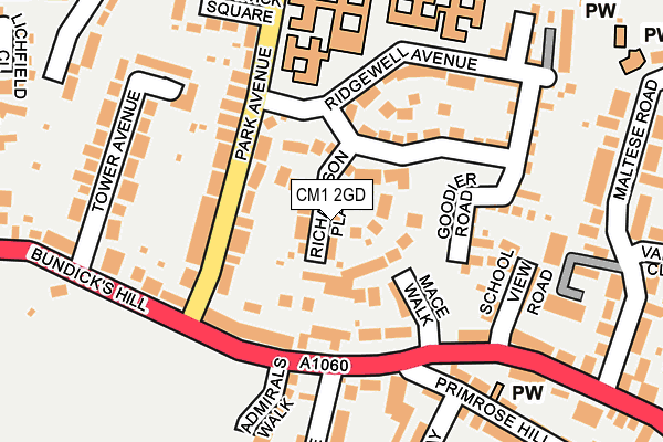 CM1 2GD map - OS OpenMap – Local (Ordnance Survey)