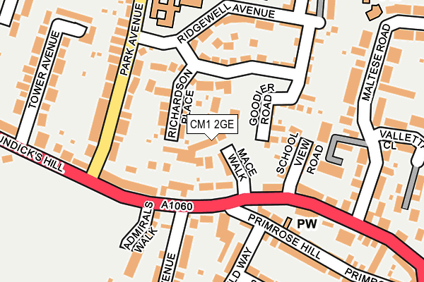 CM1 2GE map - OS OpenMap – Local (Ordnance Survey)