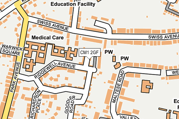 CM1 2GF map - OS OpenMap – Local (Ordnance Survey)