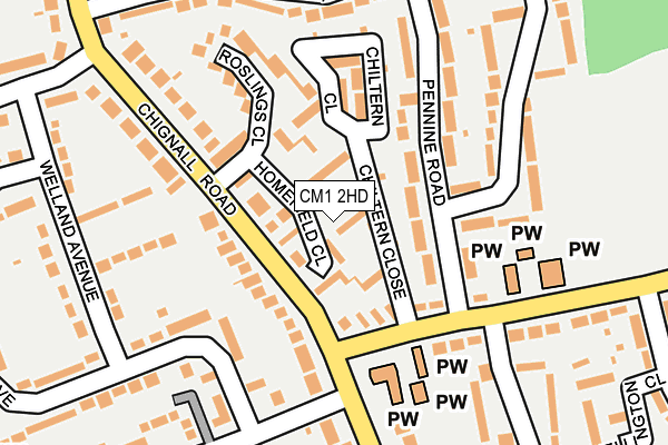 CM1 2HD map - OS OpenMap – Local (Ordnance Survey)