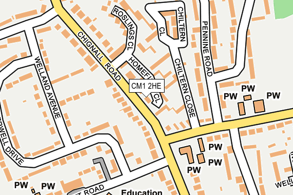 CM1 2HE map - OS OpenMap – Local (Ordnance Survey)