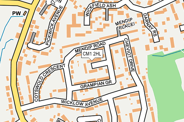 CM1 2HL map - OS OpenMap – Local (Ordnance Survey)