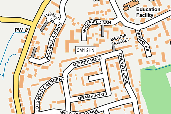 CM1 2HN map - OS OpenMap – Local (Ordnance Survey)