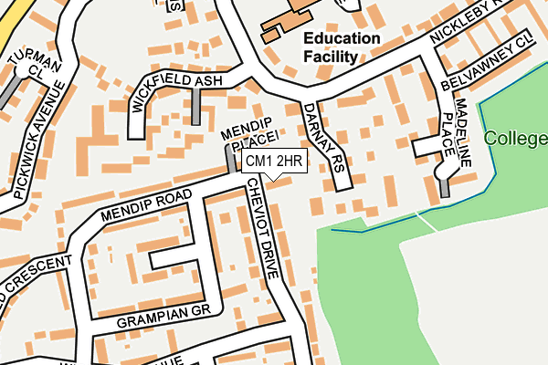 CM1 2HR map - OS OpenMap – Local (Ordnance Survey)