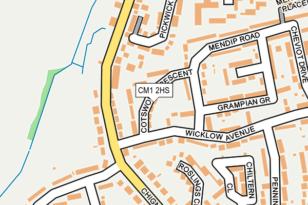 CM1 2HS map - OS OpenMap – Local (Ordnance Survey)