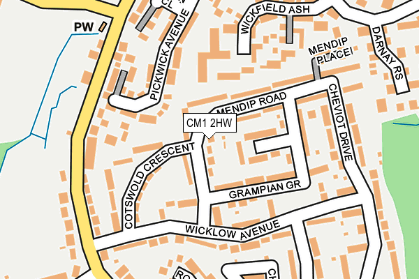 CM1 2HW map - OS OpenMap – Local (Ordnance Survey)